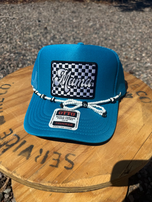 Checkered Mama trucker hat